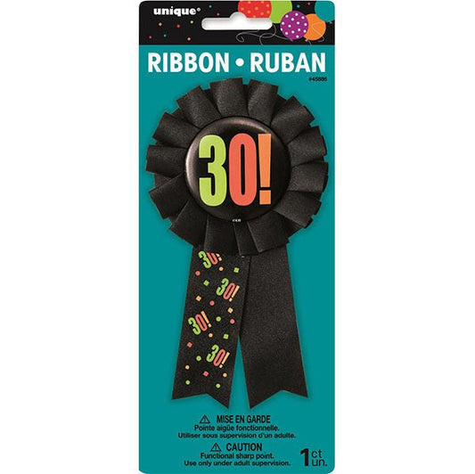 Birthday Cheer Award Ribbon "30" - The Party Marketplace