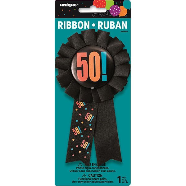 Birthday Cheer Award Ribbon "50" - The Party Marketplace