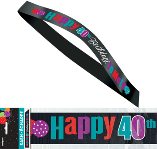Birthday Cheer Satin Sash - "Happy 40th Birthday To Me!" - The Party Marketplace