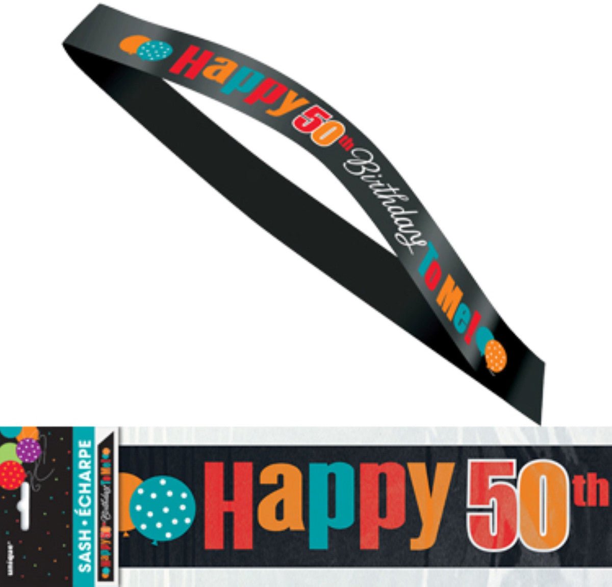 Birthday Cheer Satin Sash - "Happy 50th Birthday To Me!" - The Party Marketplace