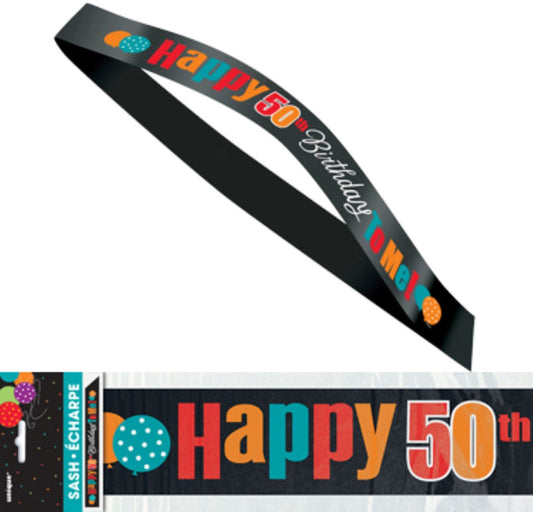 Birthday Cheer Satin Sash - "Happy 50th Birthday To Me!" - The Party Marketplace