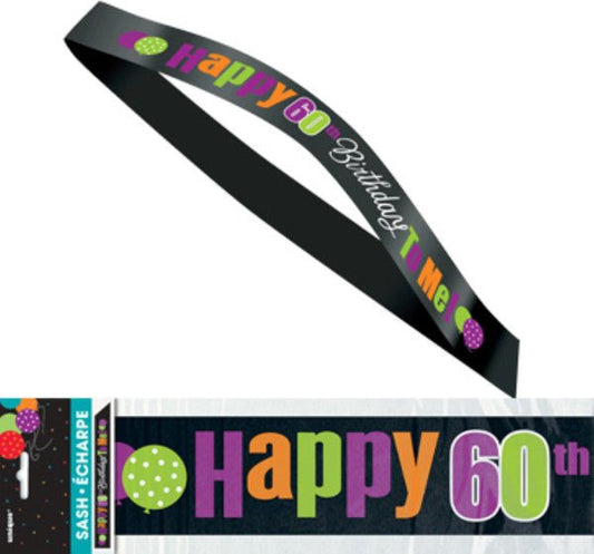Birthday Cheer Satin Sash - "Happy 60th Birthday To Me!" - The Party Marketplace