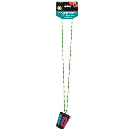 Birthday Cheer Shot Glass Bead Necklace "40" - The Party Marketplace