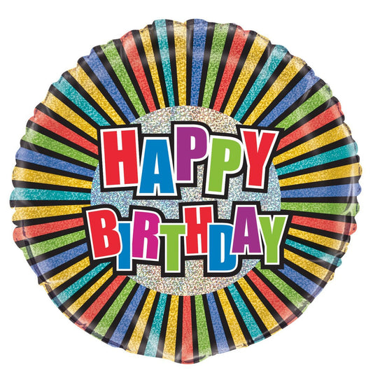 Birthday Colours Foil Prismatic Balloon 45cm - The Party Marketplace