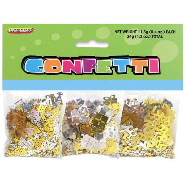 Birthday Confetti Gold & Silver 3 - Pack (34g) - The Party Marketplace