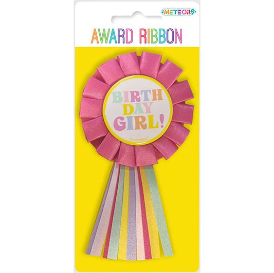 "Birthday Girl" Award Ribbon - Pastel Pink - The Party Marketplace