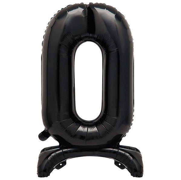 Black "0" Giant Standing Numeral Foil Balloon (76cm) - The Party Marketplace
