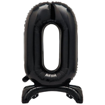 Black "0" Giant Standing Numeral Foil Balloon (76cm) - The Party Marketplace