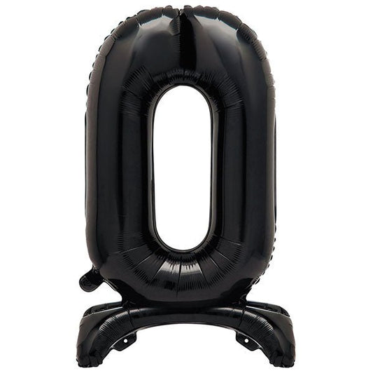 Black "0" Giant Standing Numeral Foil Balloon (76cm) - The Party Marketplace