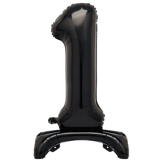 Black "1" Giant Standing Numeral Foil Balloon (76cm) - The Party Marketplace