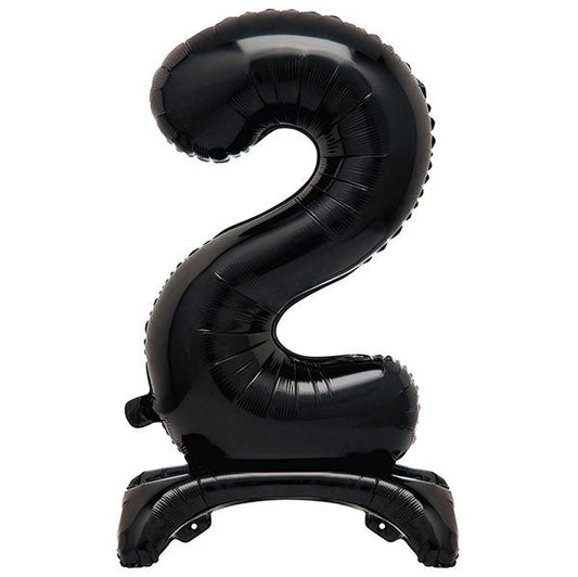 Black "2" Giant Standing Numeral Foil Balloon (76cm) - The Party Marketplace