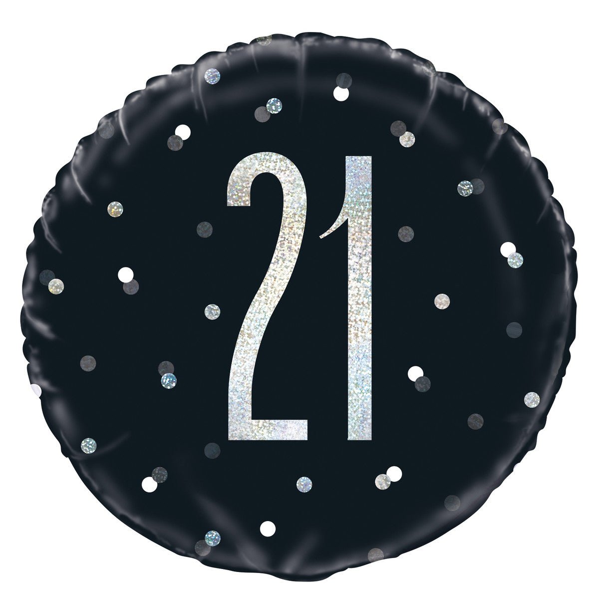 Black "21" Foil Prismatic Balloon 45cm - The Party Marketplace
