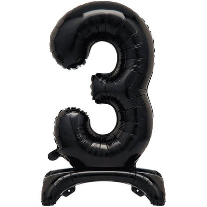 Black "3" Giant Standing Numeral Foil Balloon (76cm) - The Party Marketplace