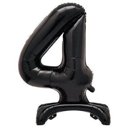Black "4" Giant Standing Numeral Foil Balloon (76cm) - The Party Marketplace