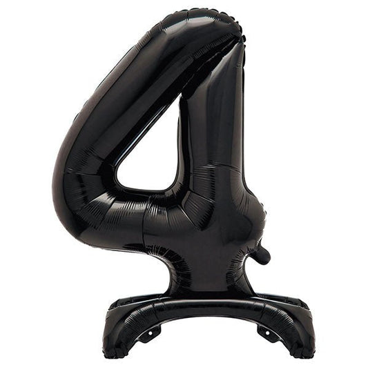 Black "4" Giant Standing Numeral Foil Balloon (76cm) - The Party Marketplace