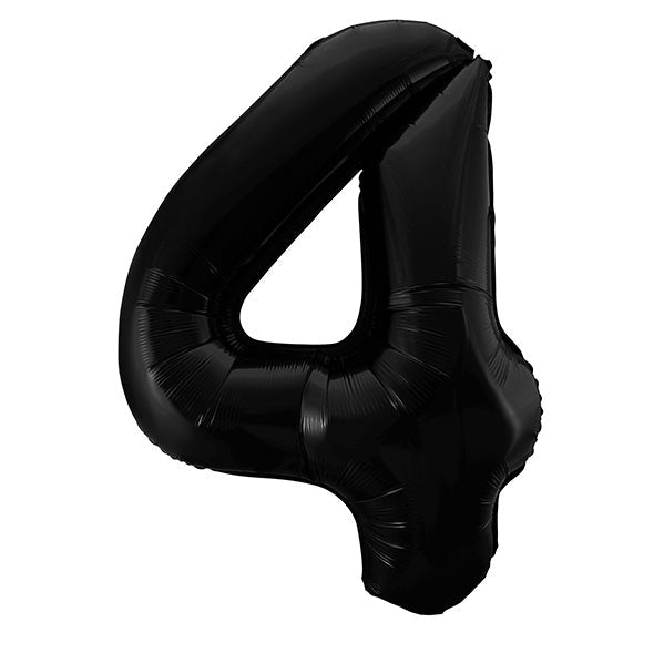 Black "4" Numeral Foil Balloon (86cm) - The Party Marketplace
