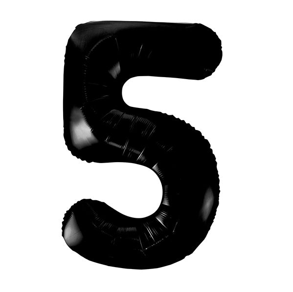 Black "5" Numeral Foil Balloon (86cm) - The Party Marketplace