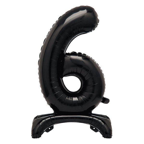 Black "6" Giant Standing Numeral Foil Balloon (76cm) - The Party Marketplace
