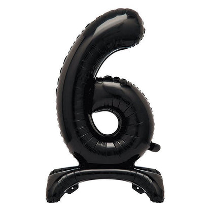 Black "6" Giant Standing Numeral Foil Balloon (76cm) - The Party Marketplace