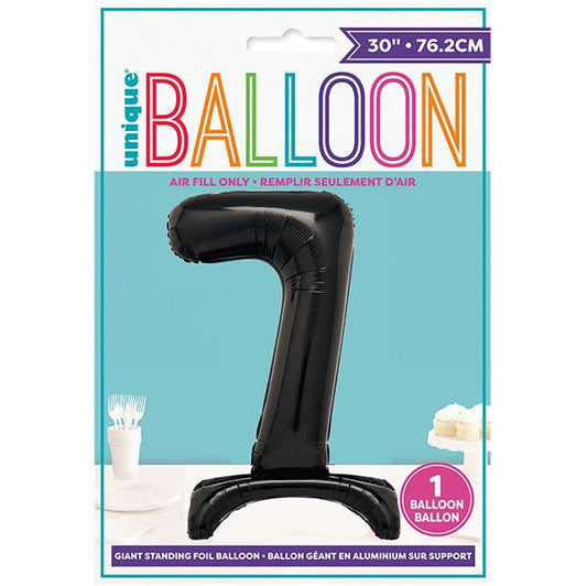 Black "7" Giant Standing Numeral Foil Balloon (76cm) - The Party Marketplace