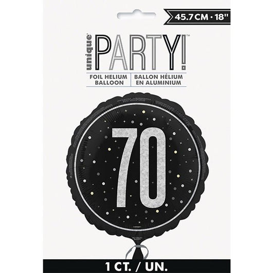 Black "70" Foil Prismatic Balloon 45cm - The Party Marketplace