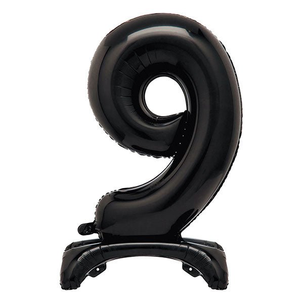 Black "9" Giant Standing Numeral Foil Balloon (76cm) - The Party Marketplace