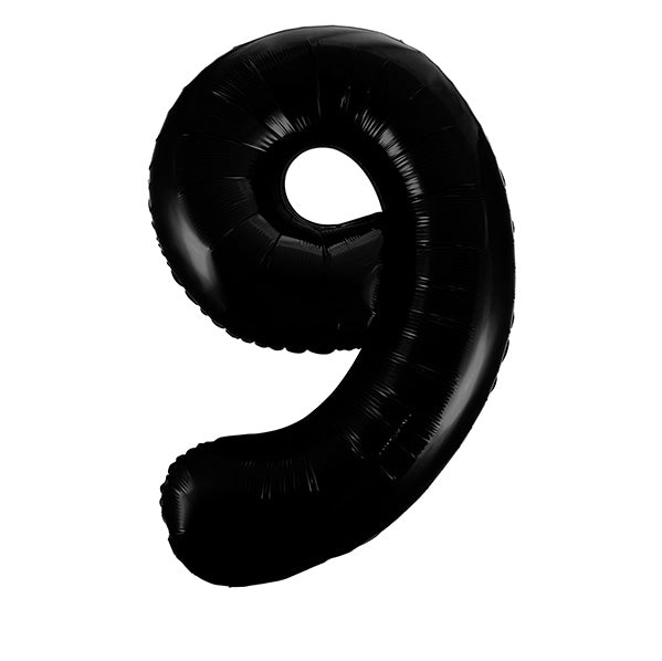 Black "9" Numeral Foil Balloon (86cm) - The Party Marketplace