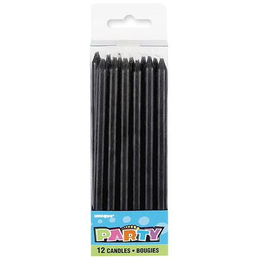 Black Candles 12.7cm (Pack of 12) - The Party Marketplace