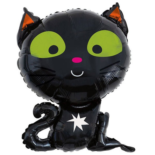 Black Cat Shape Foil Balloon 61cm - The Party Marketplace