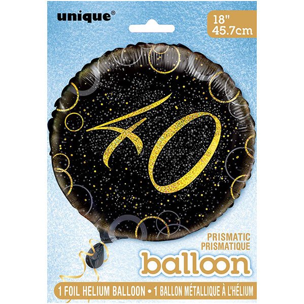 Black & Gold Glitz "40" Foil Balloon 45cm - The Party Marketplace