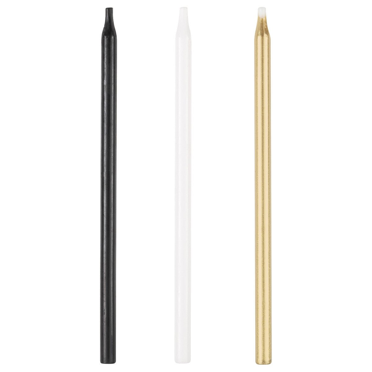 Black, Gold & White Assorted Candles (Pack of 20) - The Party Marketplace