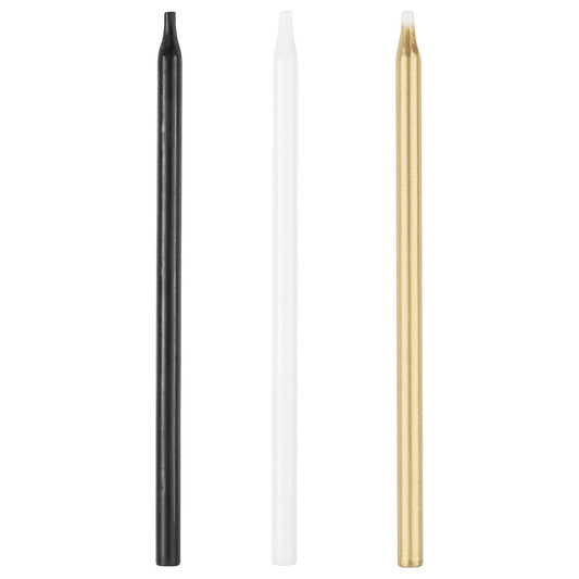 Black, Gold & White Assorted Candles (Pack of 20) - The Party Marketplace