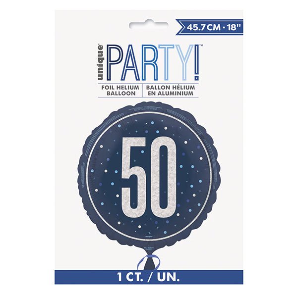 Blue "50" Foil Prismatic Balloon 45cm - The Party Marketplace