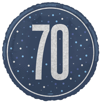 Blue "70" Foil Prismatic Balloon 45cm - The Party Marketplace