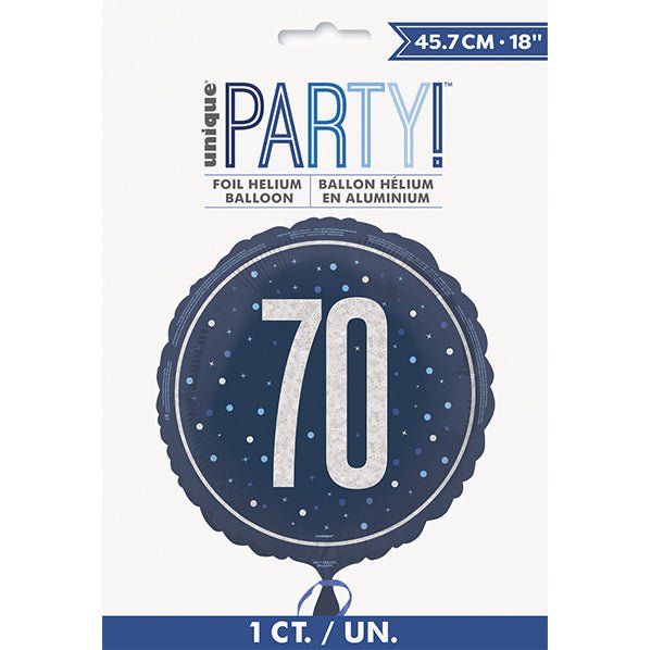 Blue "70" Foil Prismatic Balloon 45cm - The Party Marketplace