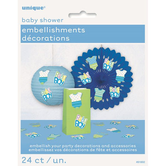Blue Dots Baby Shower Embellishments Pack (Pack of 24) - The Party Marketplace