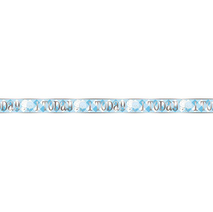 Blue Gingham 1st Birthday "1 Today" Foil Banner - 3.6m - The Party Marketplace