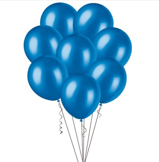 Blue Metallic Balloons 30cm (Pack of 100) - The Party Marketplace