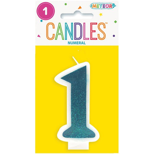 Blue Numeral Candle - 1 - The Party Marketplace