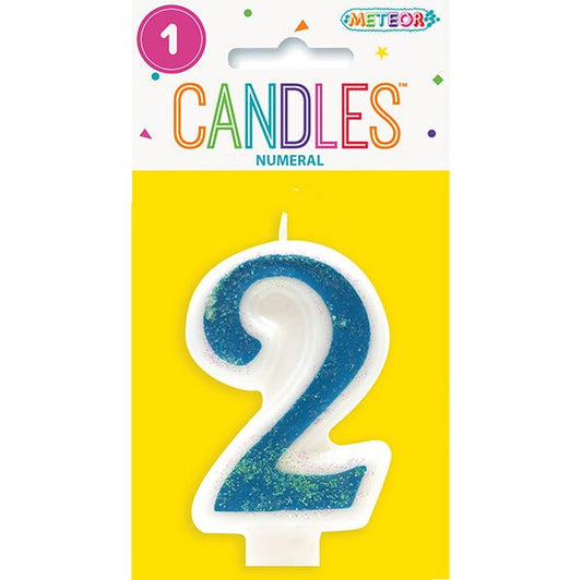 Blue Numeral Candle - 2 - The Party Marketplace