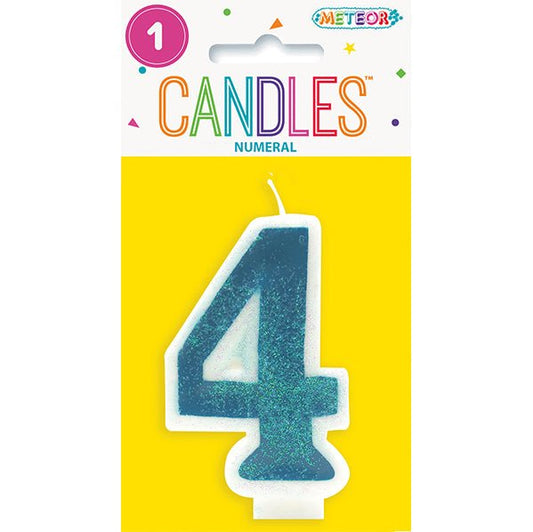 Blue Numeral Candle - 4 - The Party Marketplace
