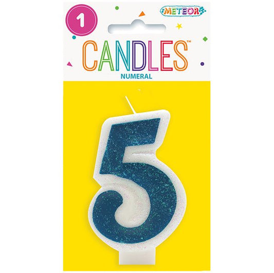 Blue Numeral Candle - 5 - The Party Marketplace