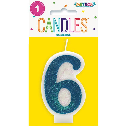 Blue Numeral Candle - 6 - The Party Marketplace