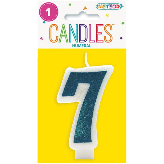 Blue Numeral Candle - 7 - The Party Marketplace
