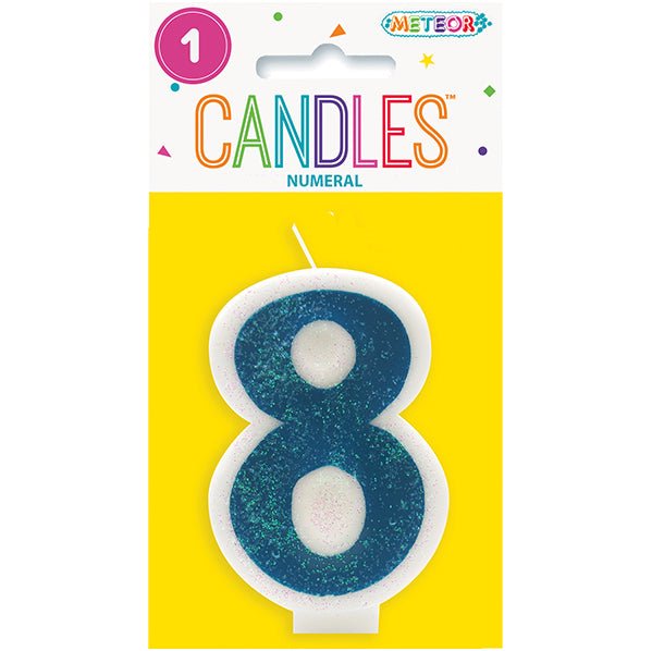 Blue Numeral Candle - 8 - The Party Marketplace