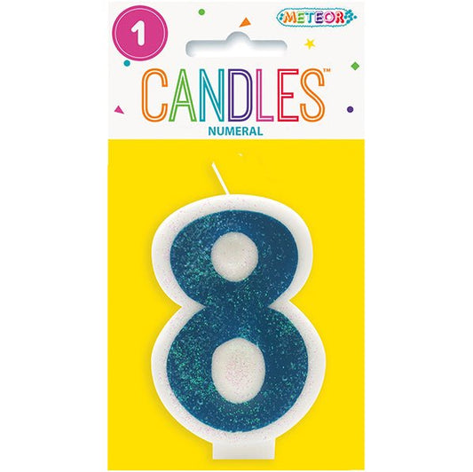 Blue Numeral Candle - 8 - The Party Marketplace