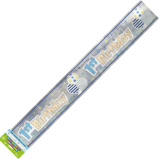 Boy "1st Birthday" Foil Banner - 3.65m - The Party Marketplace