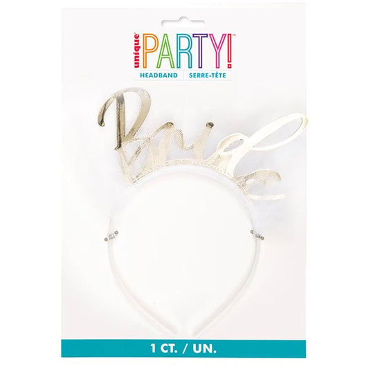 Bride To Be - Gold Foil Headband With Tulle - The Party Marketplace