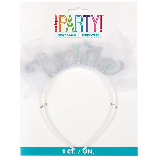 Bride To Be - Iridescent Foil Headband With Tulle - The Party Marketplace