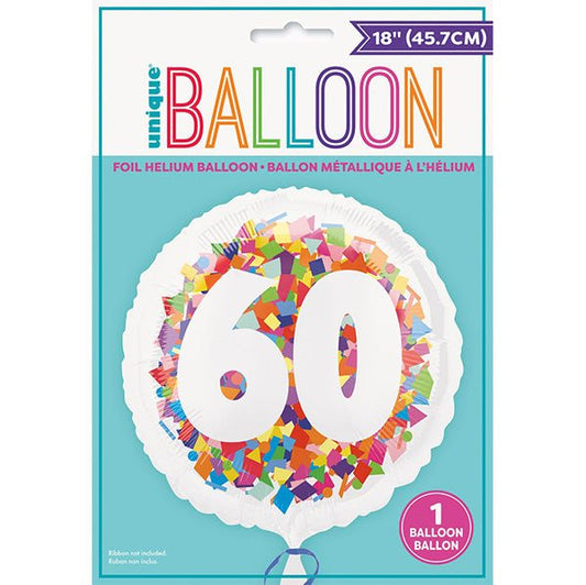 Bright Confetti "60" Foil Balloon 45cm - The Party Marketplace
